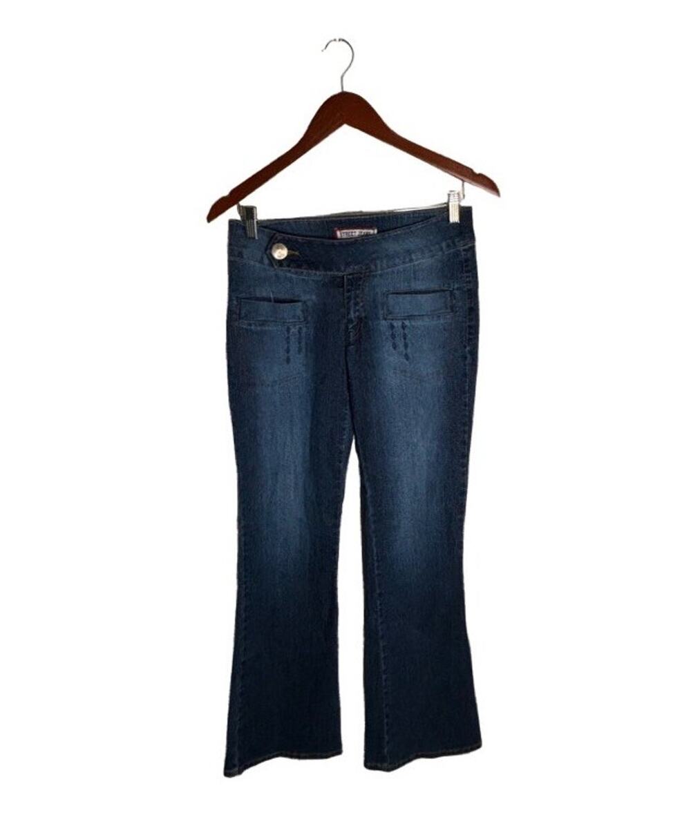 Y2k Flare Jeans Size 7 30 Juniors VintageDark Wash Waist Mid Rise New